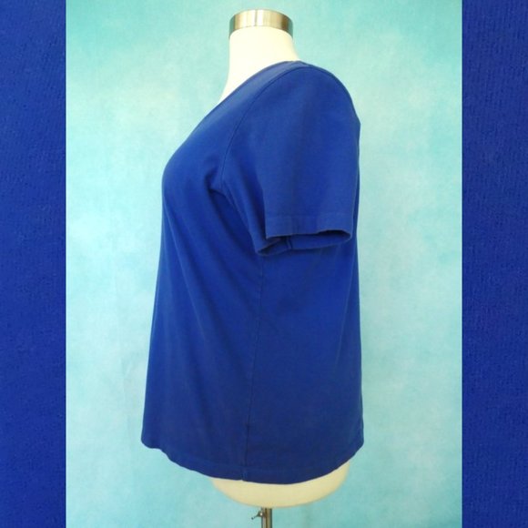 Woman Within Blue V Neck Tee Shirt Size 1X - Picture 4 of 8